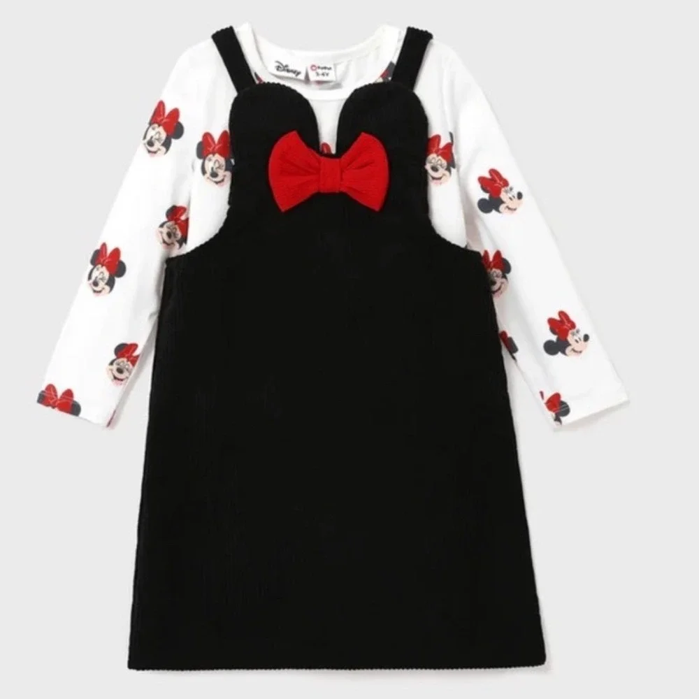 Disney PatPat Baby Girls Minnie Mouse Corduroy Jumper Dress and Top Set 6-9M NEW